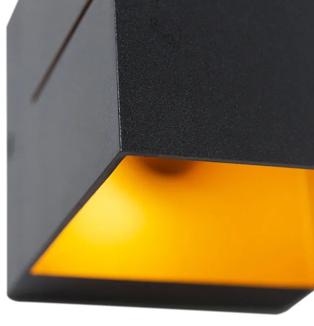 Zestaw 4 lamp ściennych czarnych ze złotem 9,7 cm - Transfer Groove Nowoczesny Oswietlenie wewnetrzne
