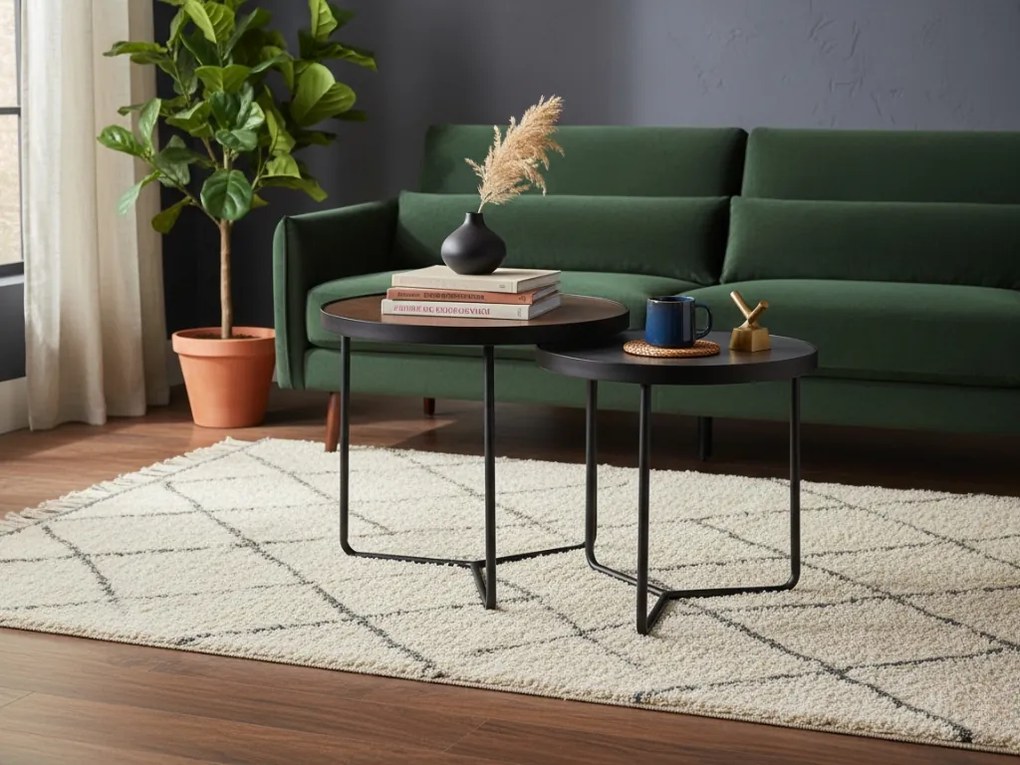 Stoliki pomocnicze PENELOPE zestaw 2 szt. Ø 50 cm, brązowy/czarny