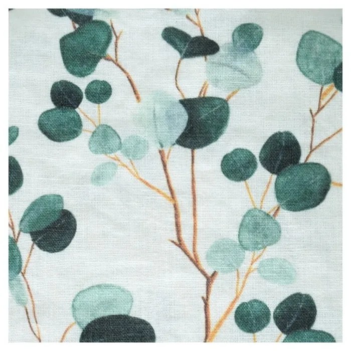 Biało-zielona lniana ściereczka Linen Tales Eucalyptus, 65x45 cm
