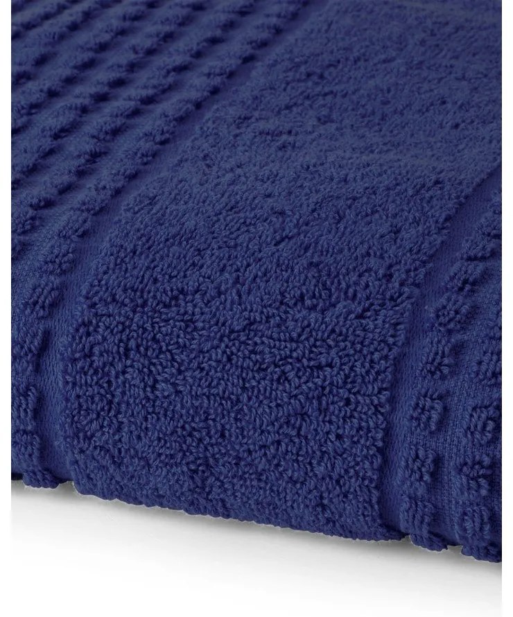 Ciemnoniebieski ręcznik z bawełny organicznej frotte 50x100 cm Check – JUNA
