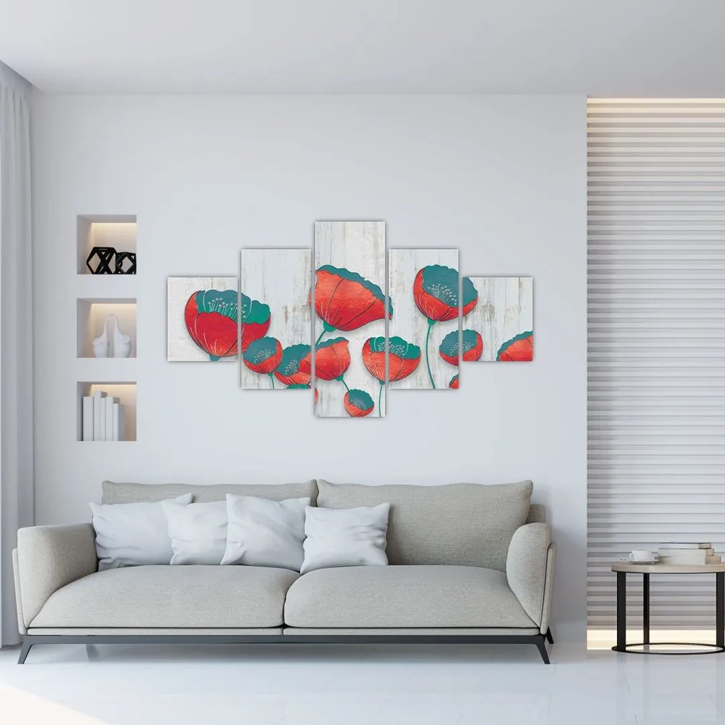 Obraz - Maki - nafta (125x70 cm)