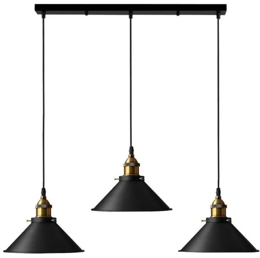 Lampa sufitowa metalowa klosz retro wisząca AT32-3SZ-Black