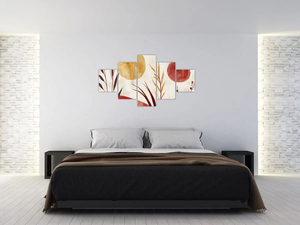 Obraz - Rośliny i okręgi (125x70 cm)