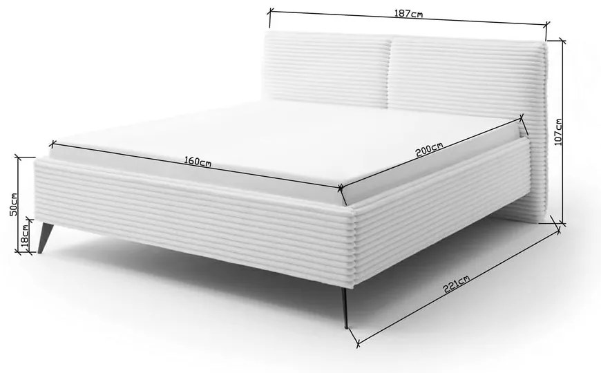 Beżowe tapicerowane łóżko dwuosobowe ze schowkiem i stelażem 160x200 cm Matera – Meise Möbel
