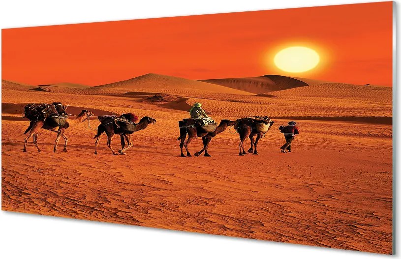 Szklany Panel Karawana na Pustyni o Zachodzie