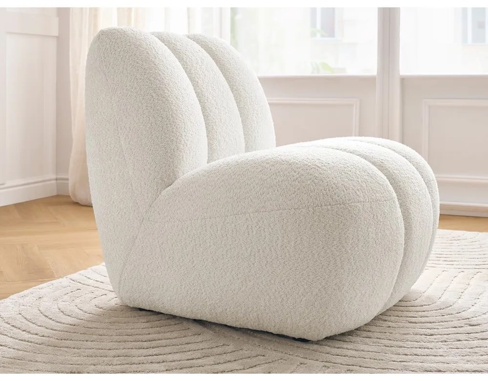Biały fotel z materiału bouclé Janissaire – Bobochic Paris