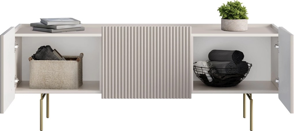 Szafka RTV Malmi 150 cm - kaszmir / złote nóżki
