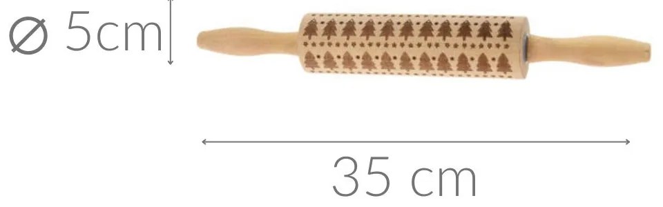Wałek do ciasta ze wzorkiem, drewniany, Ø 5 cm