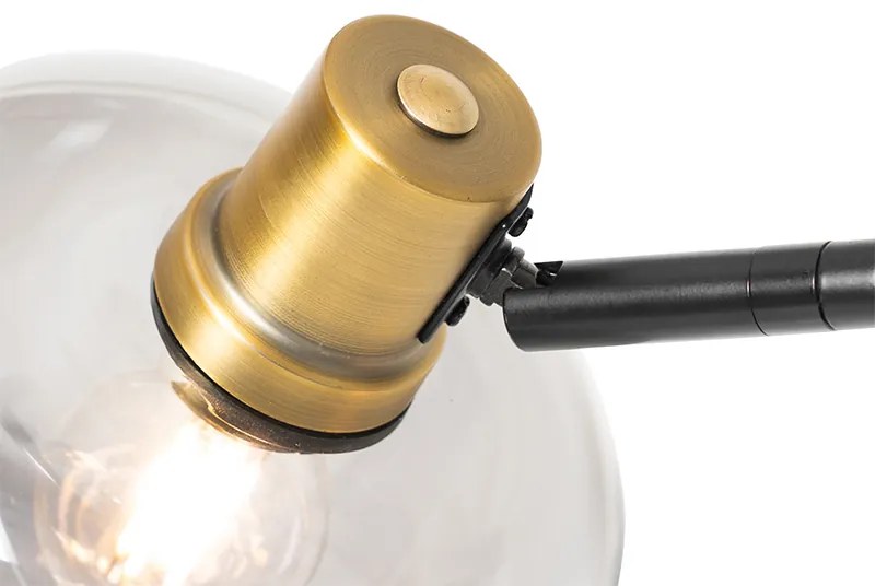 Inteligentna lampa podłogowa czarna ze złotem i przydymionym szkłem 3-źródła światła z 3 Wifi P45 - Zuzanna