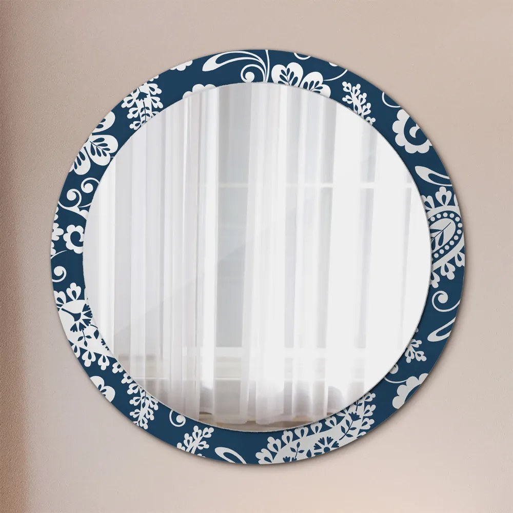Lustro z nadrukiem okrągłe Kompozycja paisley