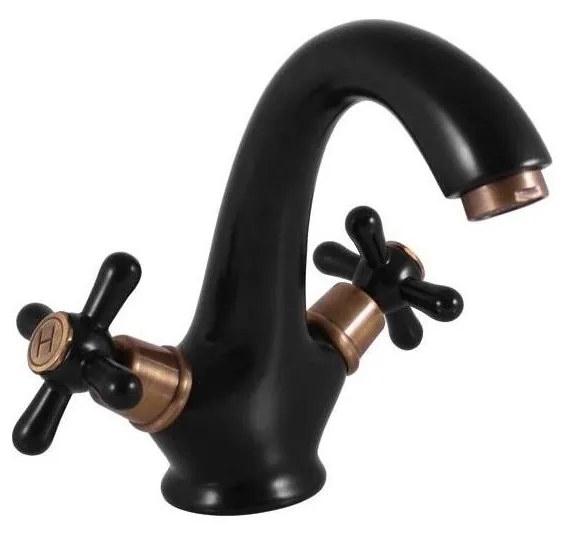 RAV Slezák MK128.0CMATSM - bateria umywalkowa MORAVA RETRO 16 cm czarna/mosiężna