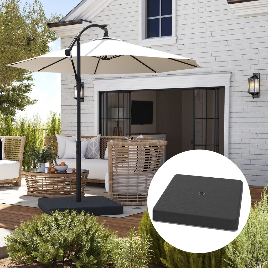Outsunny Ciężarki do podstawy parasola, Wodoodporne, Napełnialne piaskiem, Plastik, 89D x 89S x 10,5W cm, Czarny