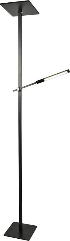 Ideal - Czarna lampa stojąca LED z metalu wys. 180 cm Fabas Luce - 2 lampy 40 W i 8 W ze zintegrowaną diodą LED 3000 K