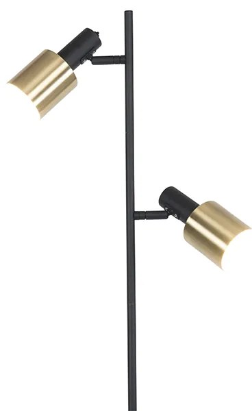 Designerska lampa podłogowa czarna ze złotem 2-światła - Stijn Nowoczesny Oswietlenie wewnetrzne