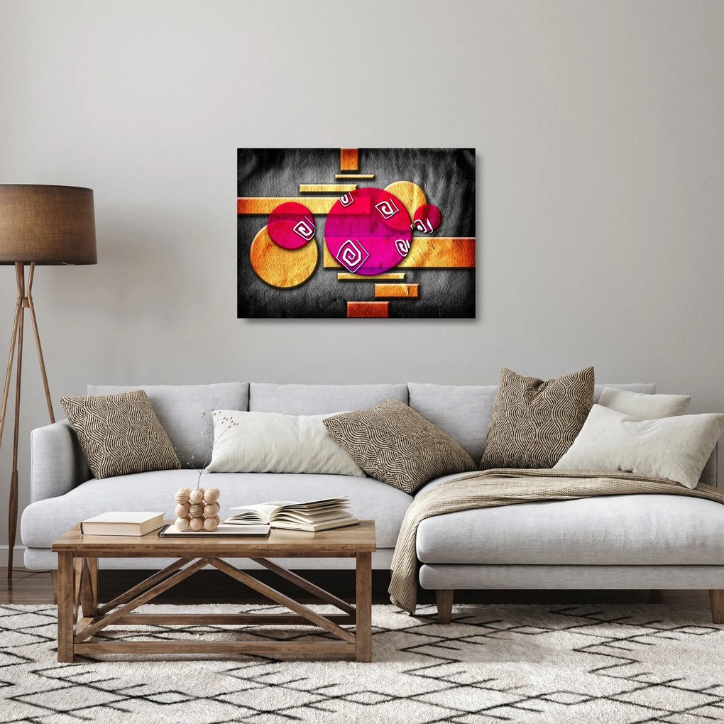 Abstrakcyjny obraz z historycznymi symbolami (70x50 cm)