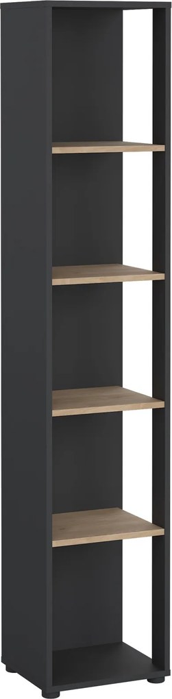 Wąski regał biurowy słupek 4 półki Sign 40 jackson hickory/szary mat