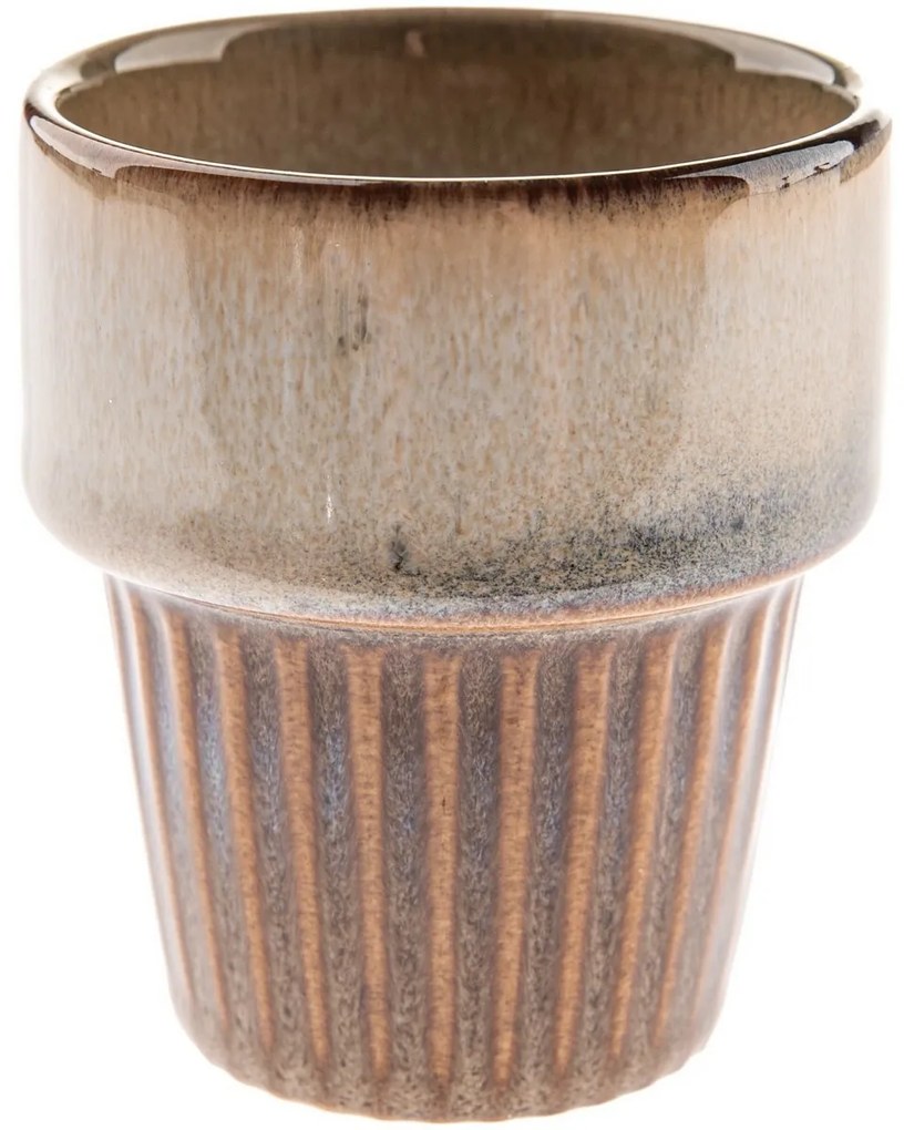 Zestaw 4 ceramicznych kubków Rustik 100 ml, jasnobrązowe