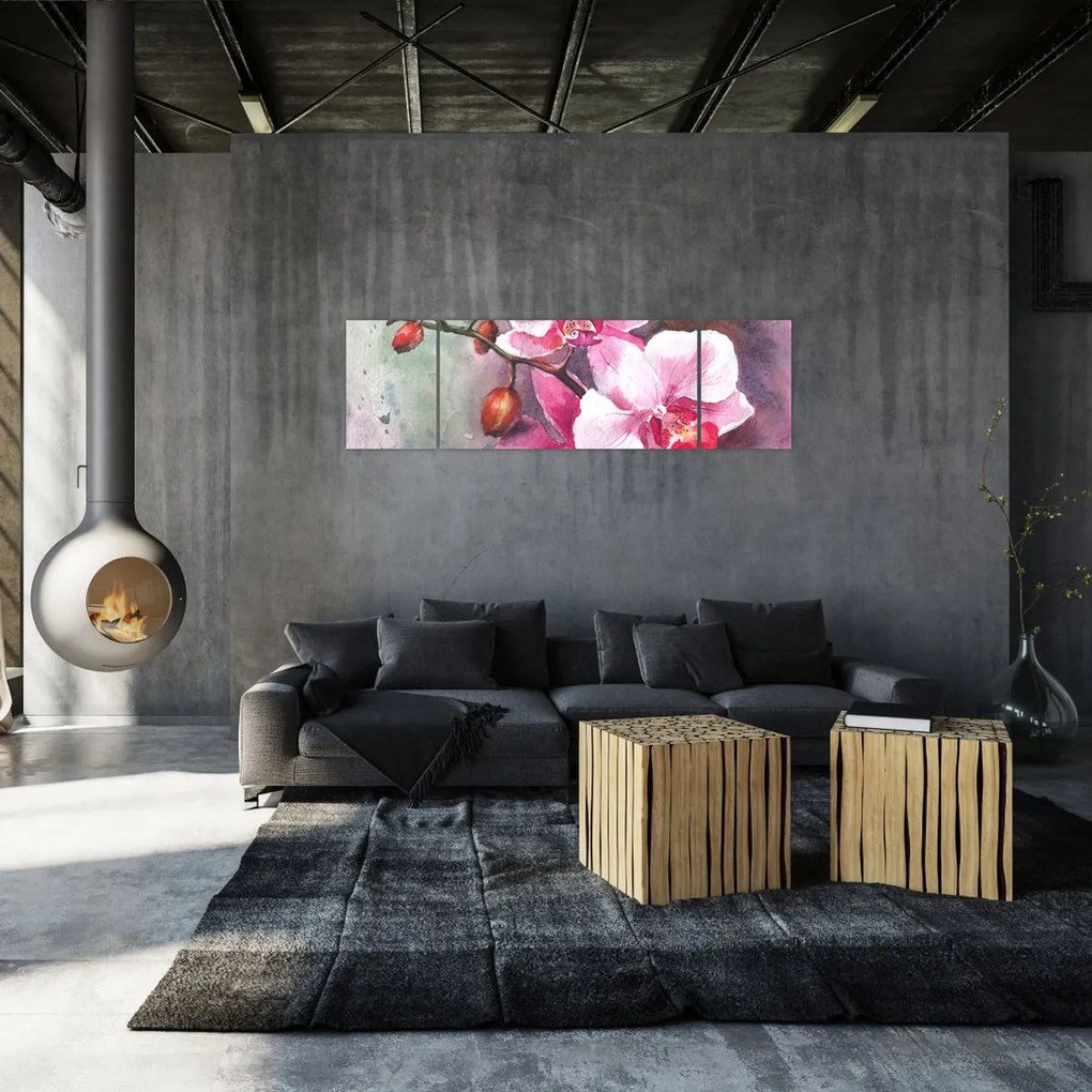 Obraz - Orchidee, akwarela (170x50 cm)