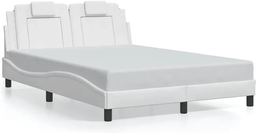 Białe łóżko z ekoskóry z kolorowym oświetleniem LED 140x200 - Izmo 5X