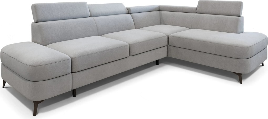 Masseno Narożnik AVISE z funkcją spania i pojemnikiem na pościel Narozniki L, Rozkładana sofa - Jasnoszary, MATT VELVET 83