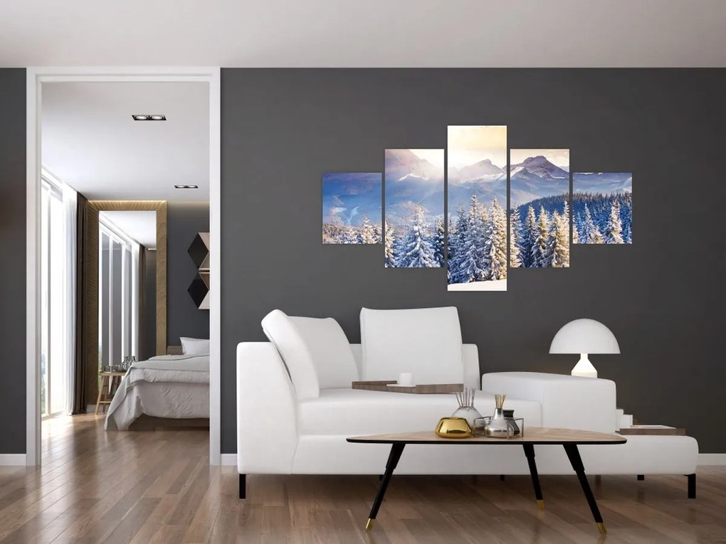 Obraz - Krajobraz górski zimą (125x70 cm)