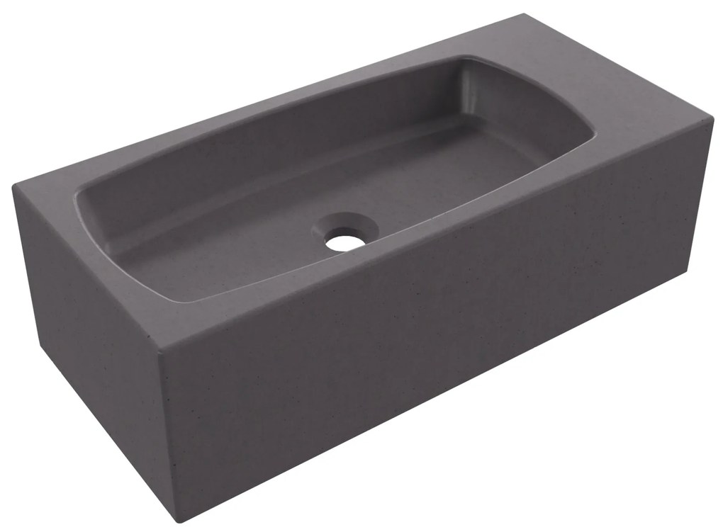 Massi Zestaw umywalka betonowa prostokątna bez otworu na baterię 65 x 30 cm z półką ZALM i konsola