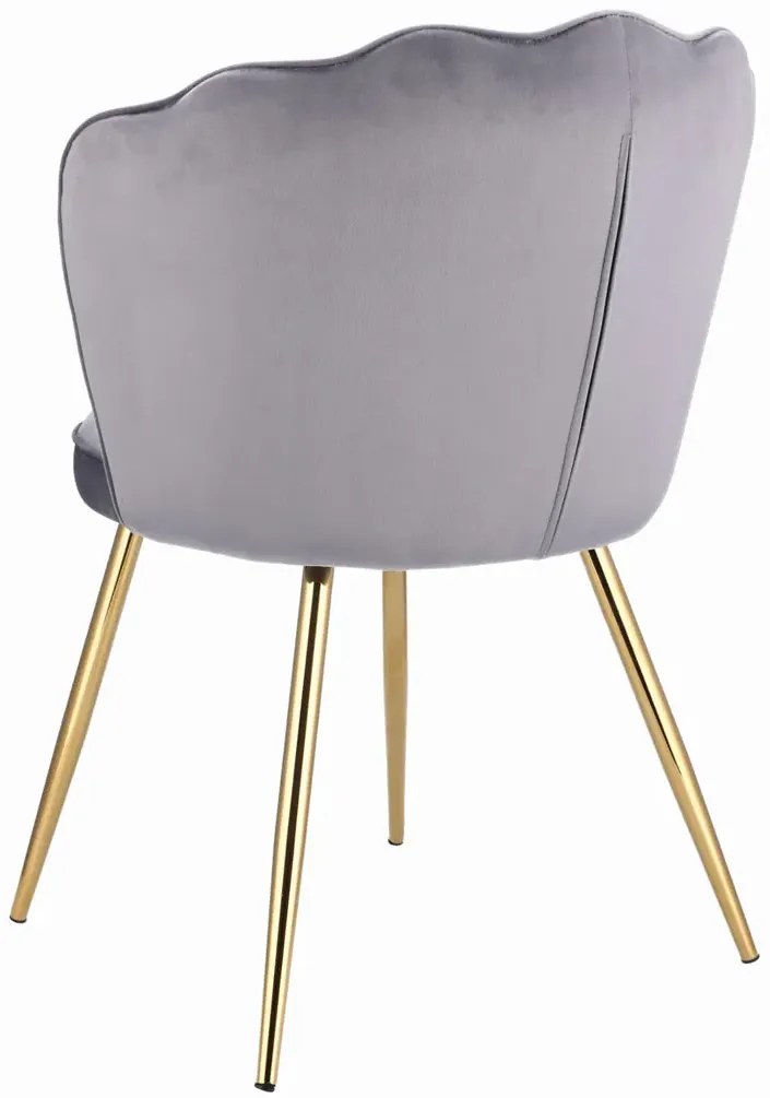 Szare krzesło muszelka na złotych nogach F0-T04