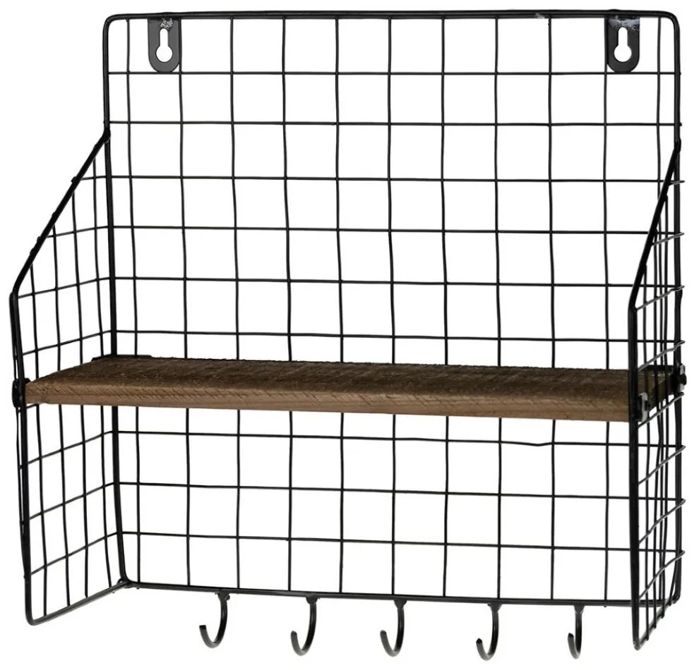 Półka ścienna z 5 haczykami LOFT 28x30 cm