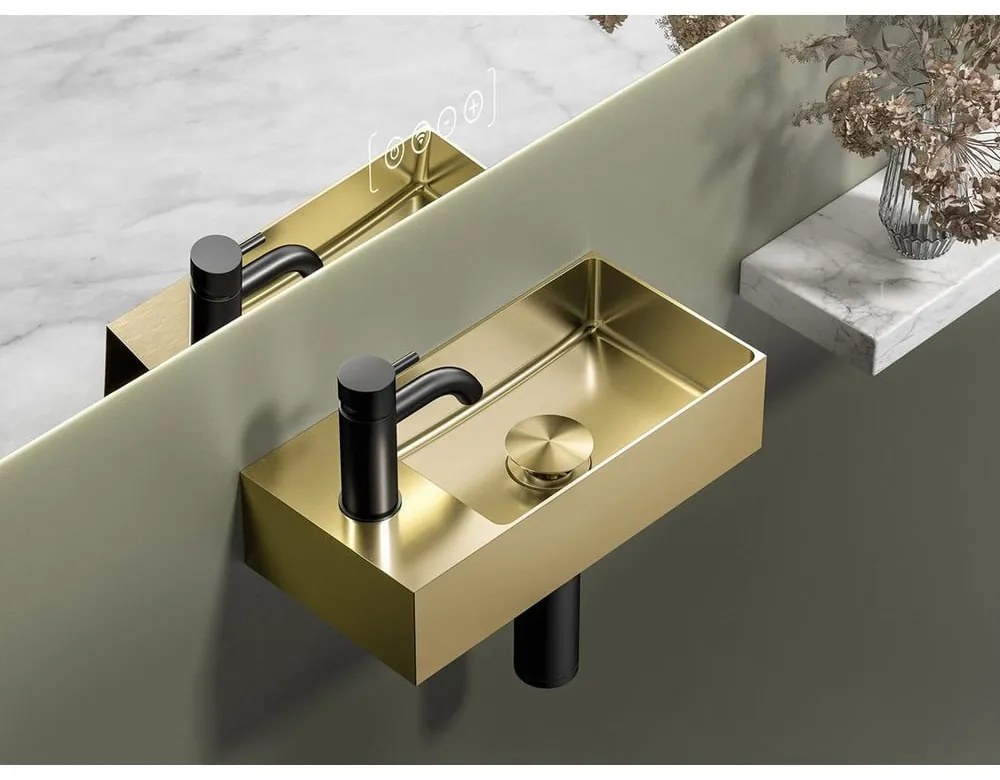 Umywalka ze stali nierdzewnej w kolorze złota 36,5x18 cm Aurum – Sapho