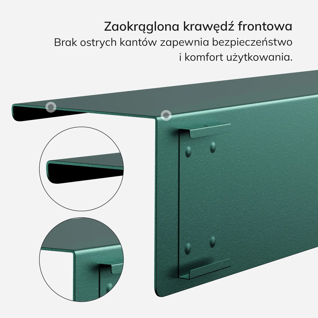 Półka wisząca metalowa butelkowa zieleń, 700 mm: JOANNE Modern