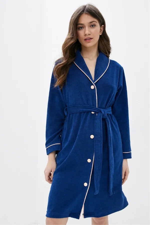 Damski szlafrok na guziki NICOLE M Beżowy