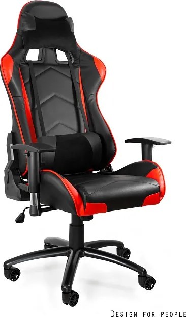 Gamingowy fotel z regulowaną poduszką Dynamiq V5 czarno-czerwony