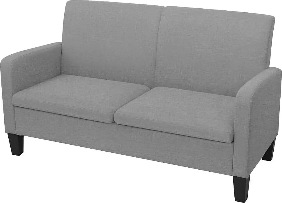 Sofa 2-osobowa jasnoszara z tkaniny poliestrowej, rama z sosnowego drewna, nowoczesny design, 135x65x76 cm, komfort i stabilność