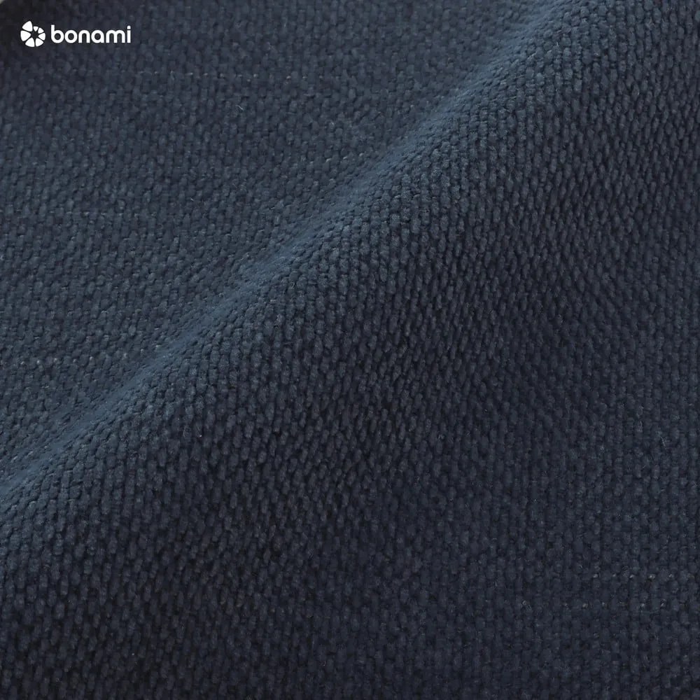 Ciemnoniebieskie tapicerowane łóżko dwuosobowe ze schowkiem i stelażem 200x200 cm Kelp – Micadoni Home