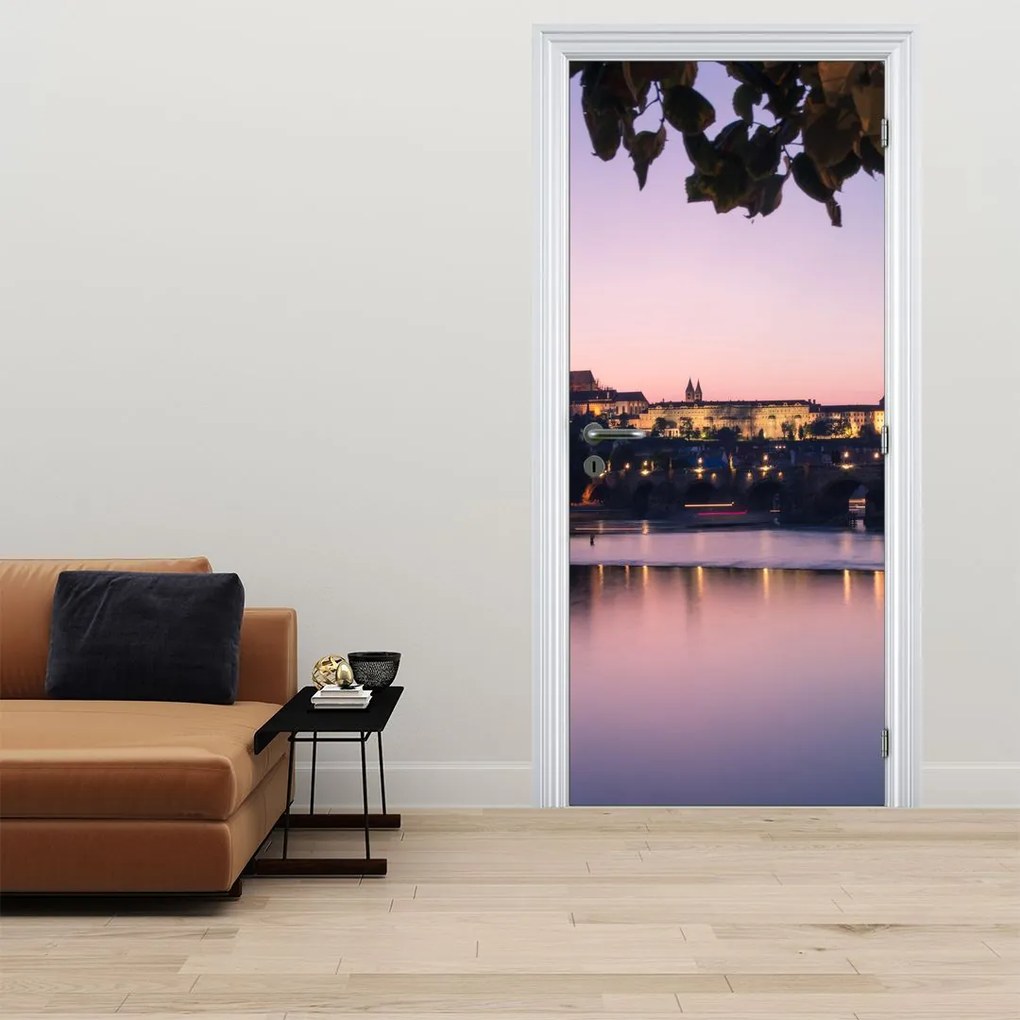 Fototapeta na drzwi- Zamek Praski i Wełtawa (95x205cm)