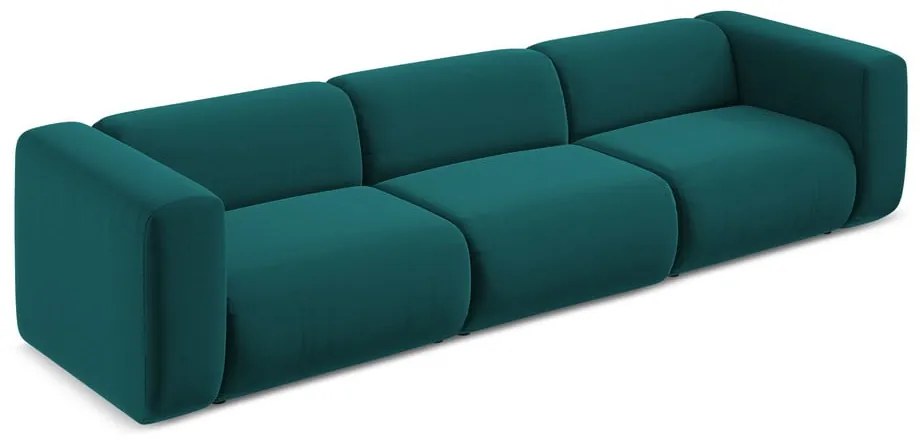 Turkusowa aksamitna sofa 319 cm Ekahi – Makamii