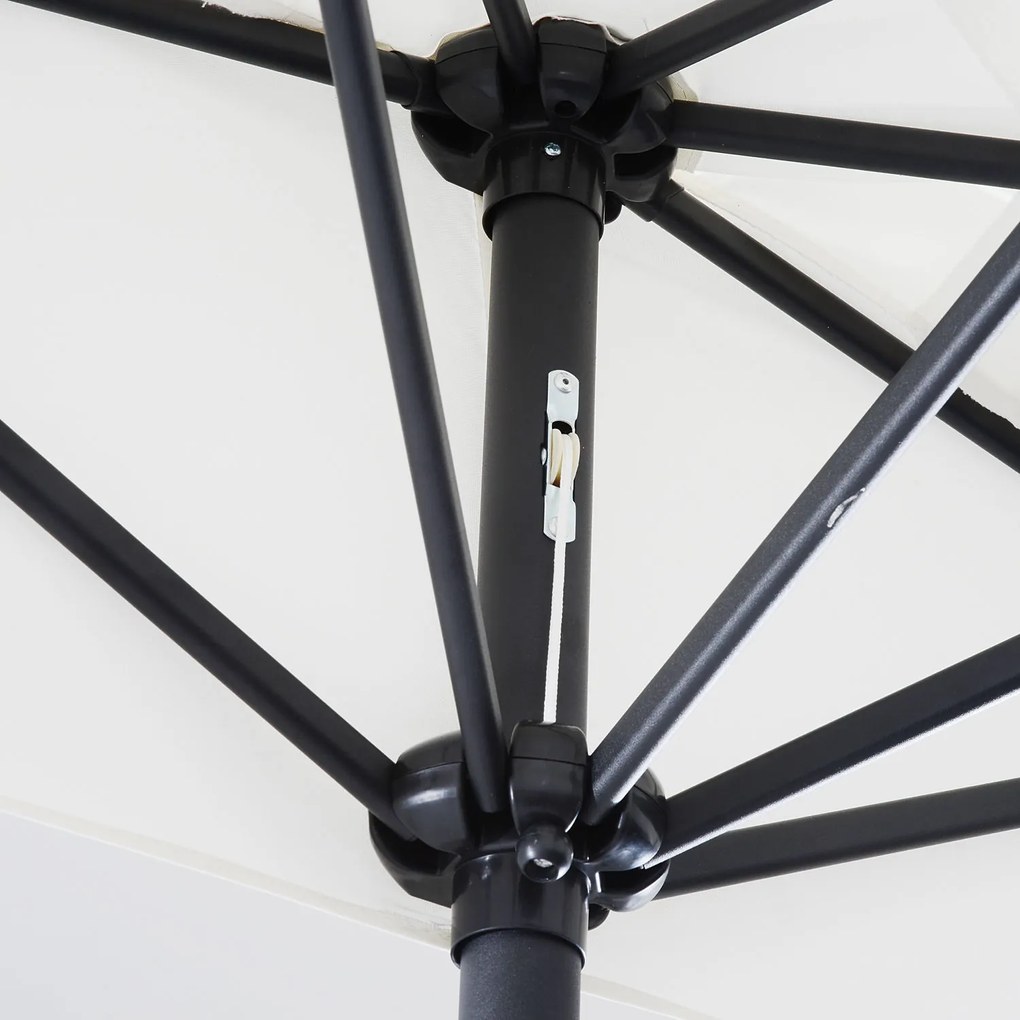 Outsunny Parasol Ogrodowy Półkolisty z Korbką Aluminiowy 293x150cm Kremowo Biały Czarny | Aosom PL