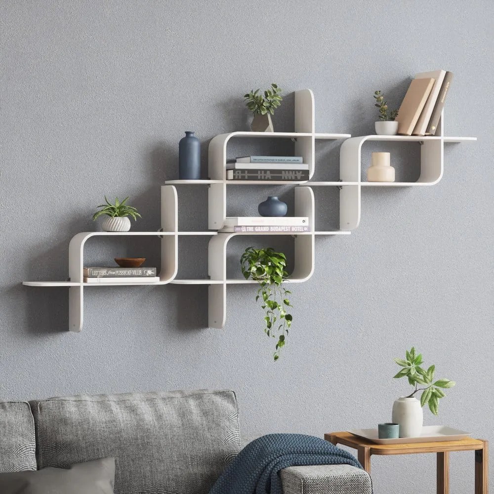 Biała wielopoziomowa półka z litego drewna kauczukowego 62 cm Montage – Umbra