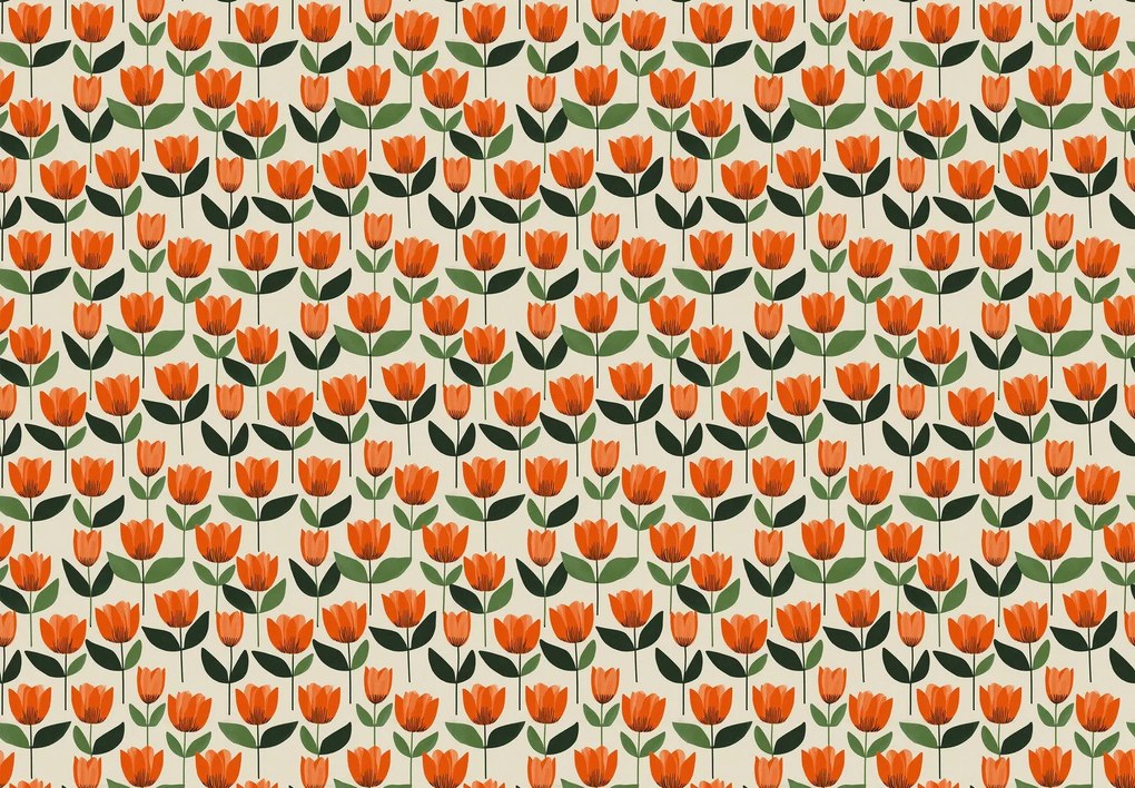 Fototapeta - Wzór z tulipanami (196x136 cm)