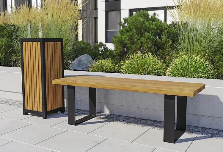 Ławka miejska bez oparcia 150cm palisander - Austis 2X