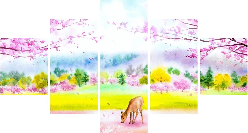 Obraz - Malowana sarna, akwarela (125x70 cm)