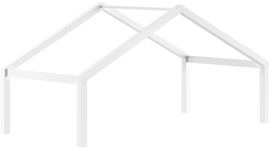 Białe łóżko dziecięce z litego drewna bukowego w kształcie domku z wysuwanym łóżkiem 90x200 cm Forrest – Vipack