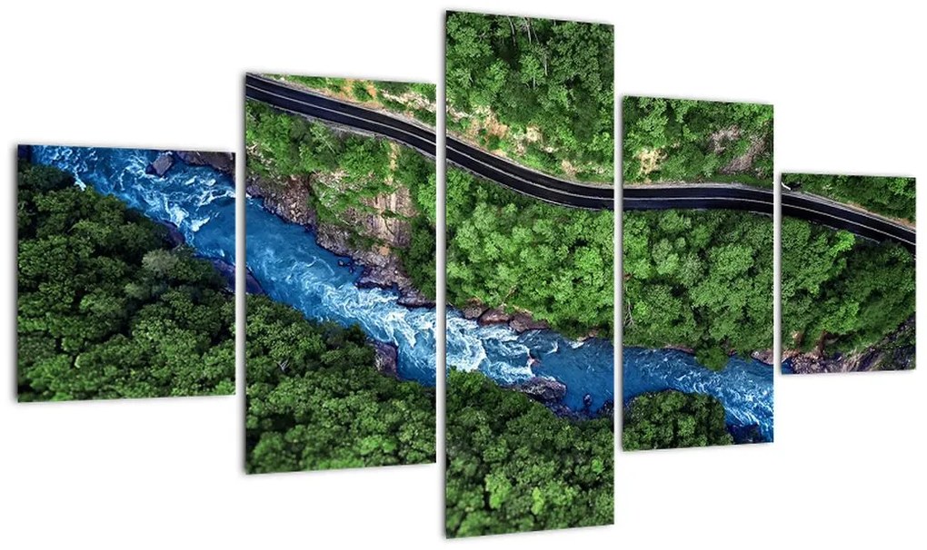 Obraz - Rzeka między górami, Kaukaz, Rosja (125x70 cm)