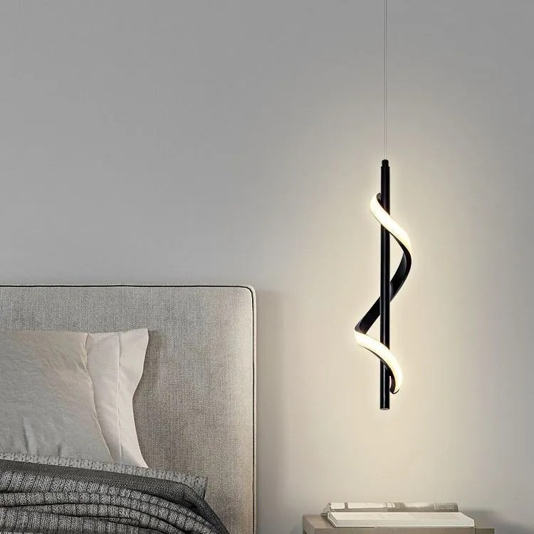 Lampa spiralna LED wisząca sufitowa AT49-1SL-Czarna