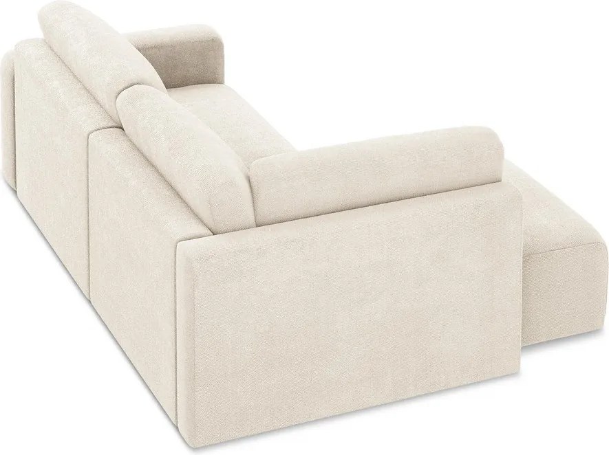 Kremowy rozkładany/ze schowkiem narożnik z tkaniny szenilowej (lewostronny/w kształcie litery L) Kona – Makamii