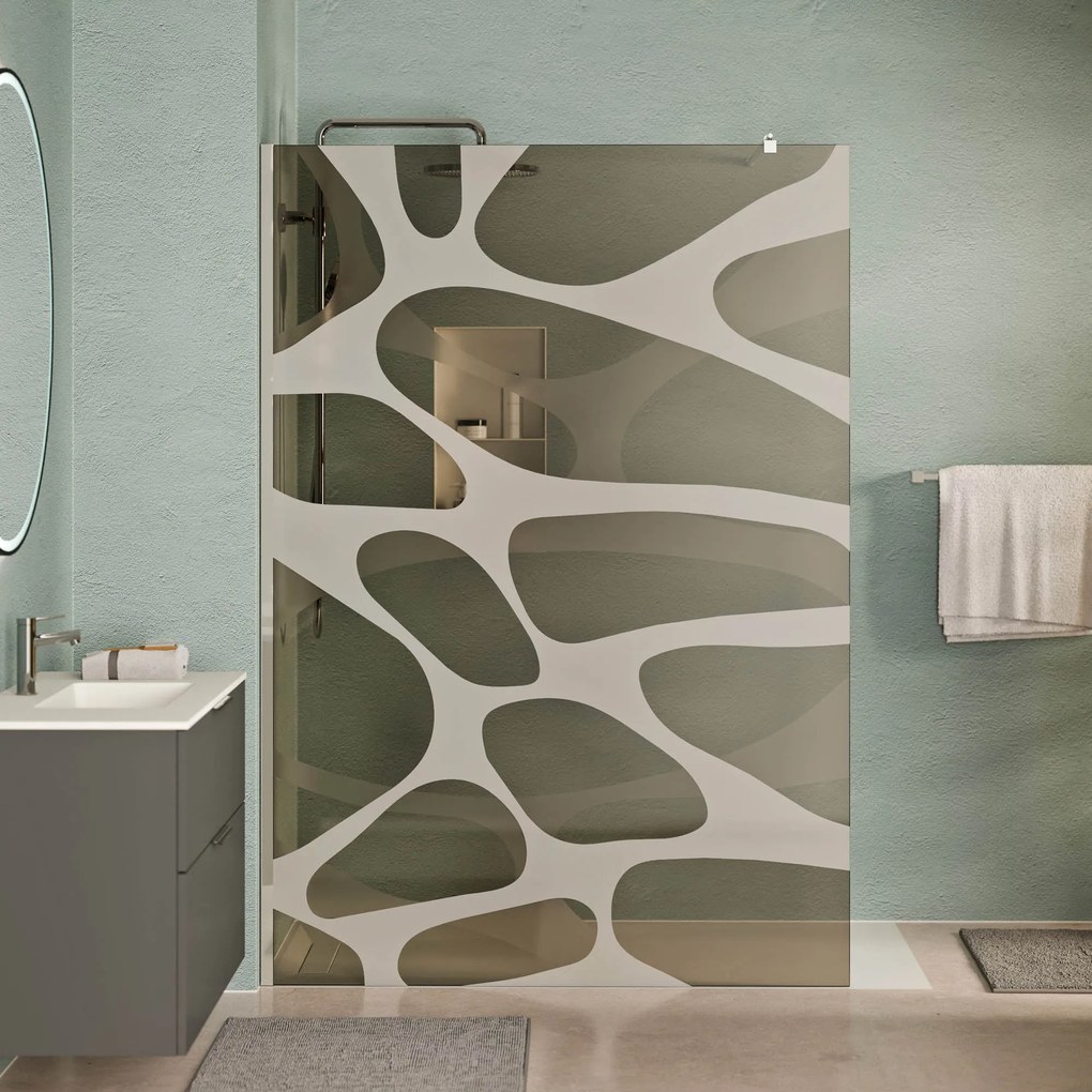 Walk-In Dusche EIRA - Grauglas Wave-Muster 10 mm