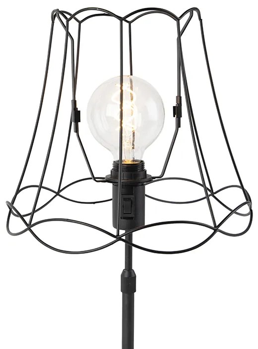 Lampa stołowa czarna z kloszem Granny 30 cm regulowana - PartePrzemysłowy Oswietlenie wewnetrzne