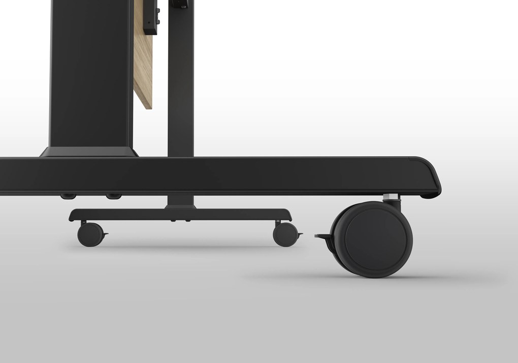Mobilny stół MATCH, 160x80 cm, szara podstawa, biały
