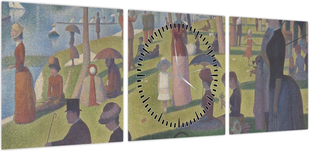 Obraz - Georges Seurat, A Sunday on La Grande Jatte, reprodukcje (z zegarem) (90x30 cm)