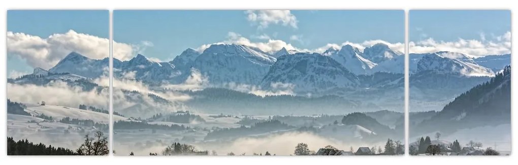 Obraz ośnieżonych gór (170x50 cm)